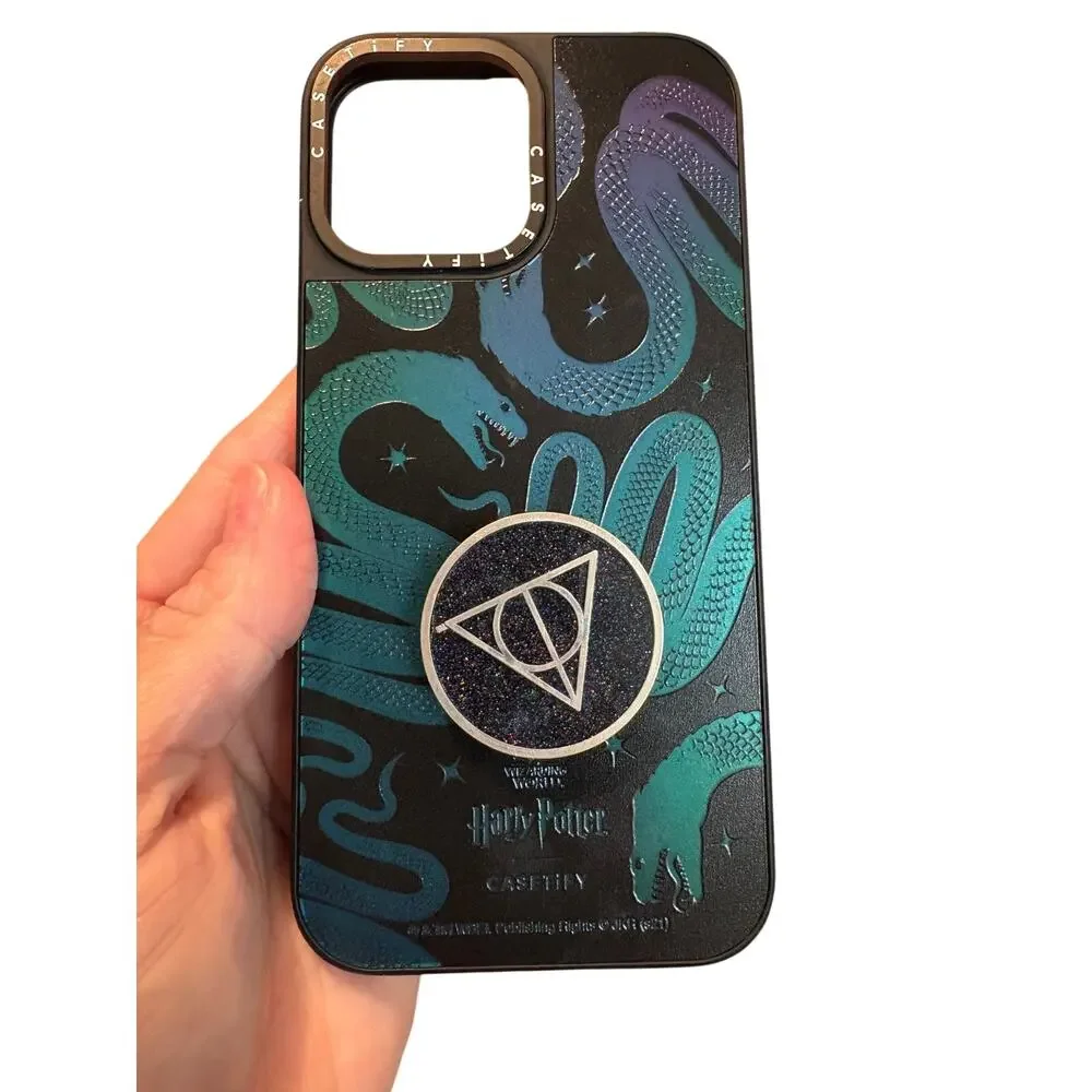 LIMITED Casetify Mag Safe Harry Potter Slytherin CASE with Pop socket